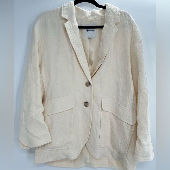 Madewell Larsen Relaxed Blazer Cotton/Linen Antique Cream - Picture 4 of 7